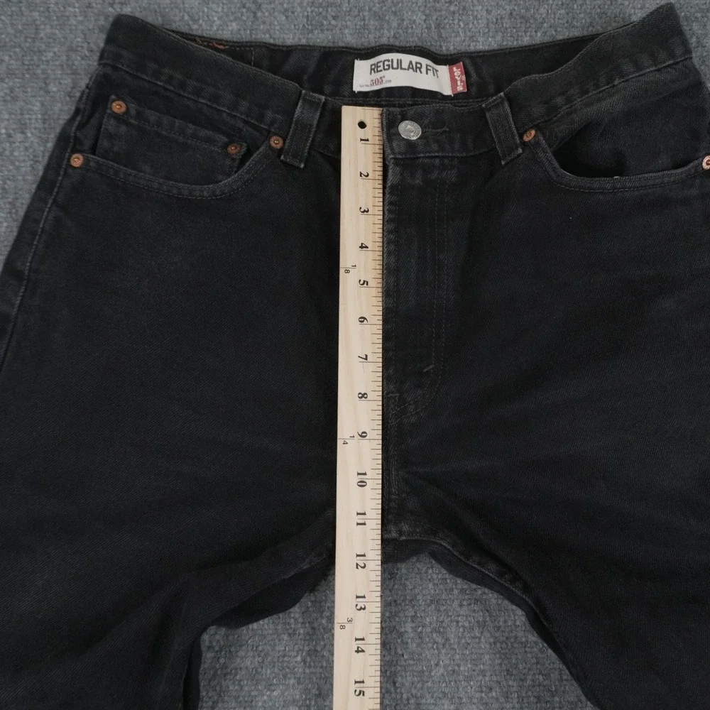 Levi's 505 Regular Fit Jeans Mens‎ 34x30 Black Straight Leg Denim Pants